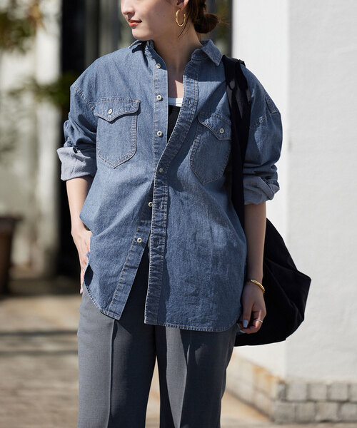 SLOBE IENA（スローブイエナ）の「LE DENIMライトオンスBDUシャツ（シャツ/ブラウス・レディース・サックスブルー・FREE）」の18枚目の写真