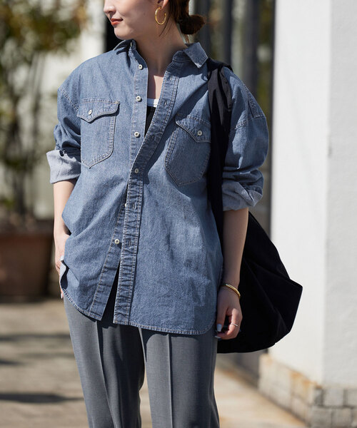 SLOBE IENA（スローブイエナ）の「LE DENIMライトオンスBDUシャツ（シャツ/ブラウス・レディース・サックスブルー・FREE）」の19枚目の写真