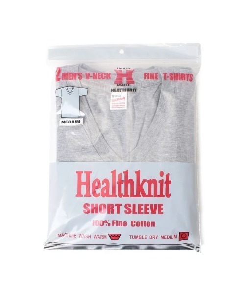 Healthknit(ヘルスニット)の「【 HealthKnit / ヘルスニット 】 ベーシック 2Pパック Vネック 半袖Tシャツ SIP #2-2202(Tシャツ/カットソー・メンズ・グレー/オフホワイト/ブラック/ネイビー・S/M/L)」の1枚目の写真