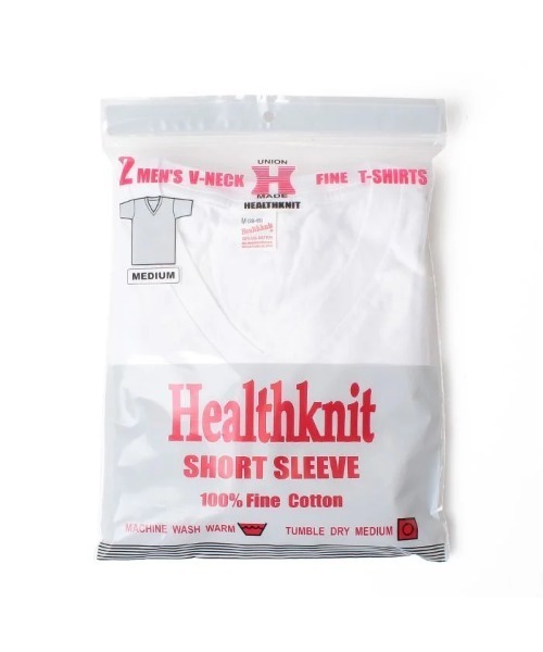 Healthknit(ヘルスニット)の「【 HealthKnit / ヘルスニット 】 ベーシック 2Pパック Vネック 半袖Tシャツ SIP #2-2202(Tシャツ/カットソー・メンズ・グレー/オフホワイト/ブラック/ネイビー・S/M/L)」の2枚目の写真