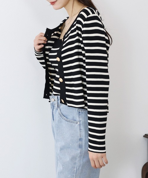 BLUEEAST(ブルーイースト)の「ボーダーカーディガン+キャミソール セット(アンサンブル・レディース・ホワイト/ブラック・MEDIUM)」の22枚目の写真