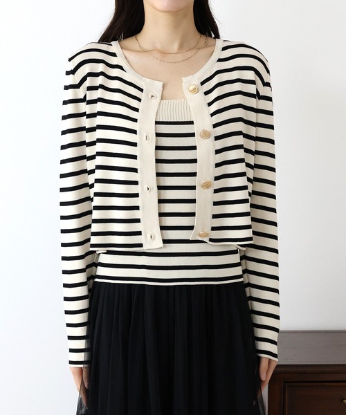 BLUEEAST(ブルーイースト)の「ボーダーカーディガン+キャミソール セット(アンサンブル・レディース・ホワイト/ブラック・MEDIUM)」の17枚目の写真
