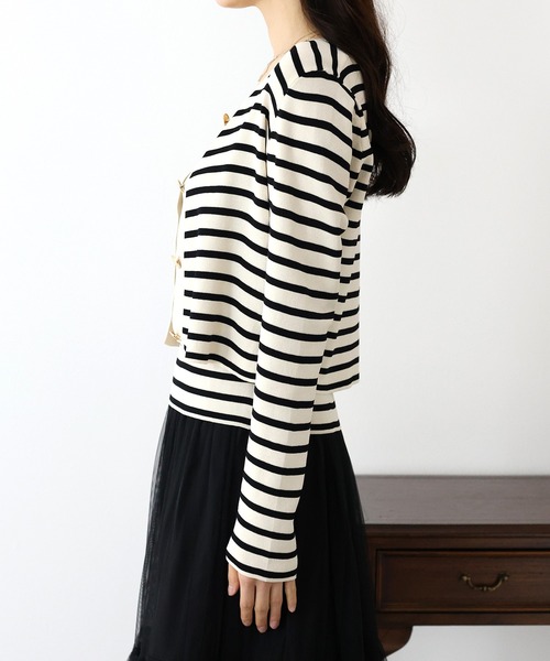 BLUEEAST(ブルーイースト)の「ボーダーカーディガン+キャミソール セット(アンサンブル・レディース・ホワイト/ブラック・MEDIUM)」の18枚目の写真