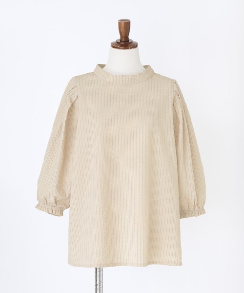 n'OrLABEL（ノアールレーベル）の「『ストライプ柄ボリューム袖ブラウス』（シャツ/ブラウス・レディース・オフホワイト/ネイビー/ライトベージュ・1/2）」の9枚目の写真