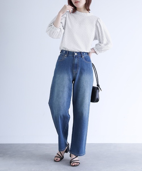 n'OrLABEL（ノアールレーベル）の「『ストライプ柄ボリューム袖ブラウス』（シャツ/ブラウス・レディース・オフホワイト/ネイビー/ライトベージュ・1/2）」の18枚目の写真