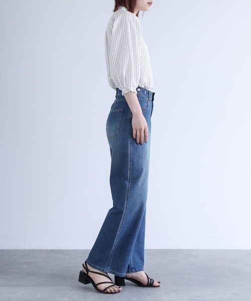 n'OrLABEL（ノアールレーベル）の「『ストライプ柄ボリューム袖ブラウス』（シャツ/ブラウス・レディース・オフホワイト/ネイビー/ライトベージュ・1/2）」の19枚目の写真