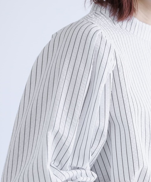 n'OrLABEL（ノアールレーベル）の「『ストライプ柄ボリューム袖ブラウス』（シャツ/ブラウス・レディース・オフホワイト/ネイビー/ライトベージュ・1/2）」の16枚目の写真