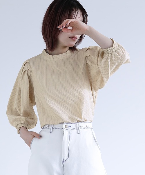 n'OrLABEL（ノアールレーベル）の「『ストライプ柄ボリューム袖ブラウス』（シャツ/ブラウス・レディース・オフホワイト/ネイビー/ライトベージュ・1/2）」の20枚目の写真