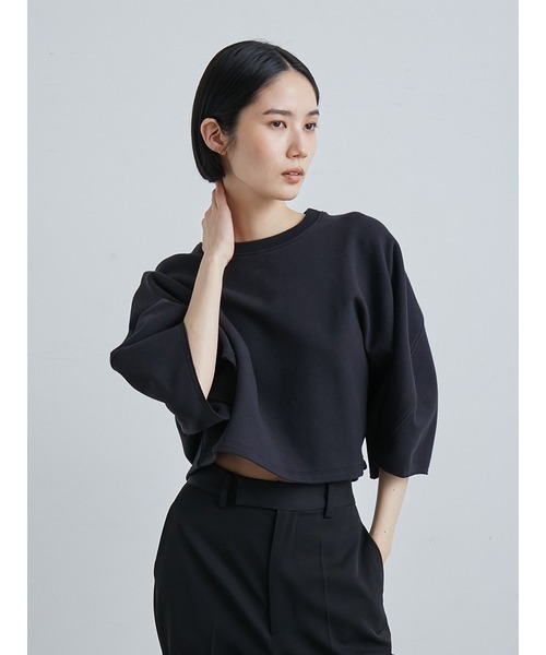 MIESROHE フレアスリーブハイクオリティ裏毛TOPS