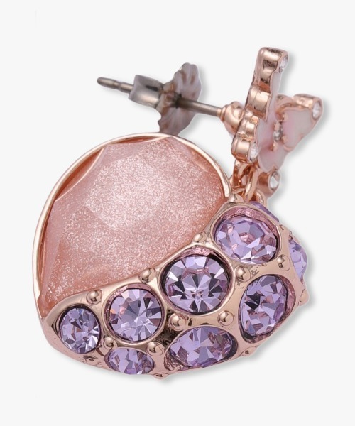 未使用　ANNA SUI　ロゴ　ハート　蝶　両耳　ピアス　パープル　紫　ゴスロリ angelanet01_44