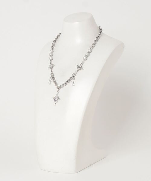 XU（エックスユー）の「ストリートファッション XU エックスユー galaxy pearl chain necklace チェーンネックレス スターネックレス パールネックレス シルバーアクセサリー シルバーネックレス シルバーチェーン 韓国ファッション（ネックレス・メンズ・シルバー・ONE SIZE）」の2枚目の写真