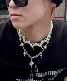 XU | ストリートファッション XU エックスユー galaxy pearl chain necklace チェーンネックレス スターネックレス パールネックレス シルバーアクセサリー シルバーネックレス シルバーチェーン 韓国ファッション(ネックレス)