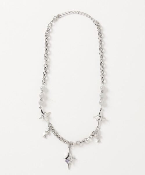 XU（エックスユー）の「ストリートファッション XU エックスユー galaxy pearl chain necklace チェーンネックレス スターネックレス パールネックレス シルバーアクセサリー シルバーネックレス シルバーチェーン 韓国ファッション（ネックレス・メンズ・シルバー・ONE SIZE）」の4枚目の写真