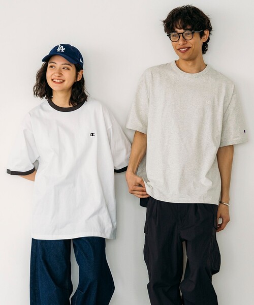 Champion（チャンピオン）の「champion/チャンピオン 別注 バインダーネック  ショートスリーブTシャツ/リンガーTシャツ（Tシャツ/カットソー・メンズ・ホワイト×ブラック/ブラック/オートミール/ホワイト・MEDIUM/LARGE）」の12枚目の写真