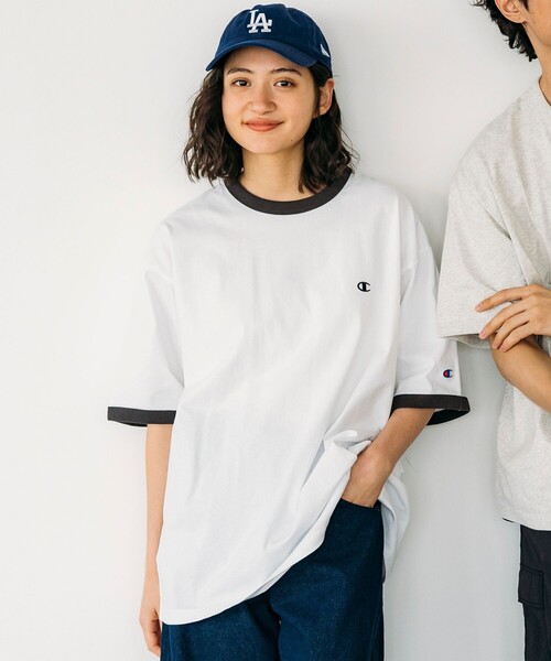 Champion（チャンピオン）の「champion/チャンピオン 別注 バインダーネック  ショートスリーブTシャツ/リンガーTシャツ（Tシャツ/カットソー・メンズ・ホワイト×ブラック/ブラック/オートミール/ホワイト・MEDIUM/LARGE）」の8枚目の写真