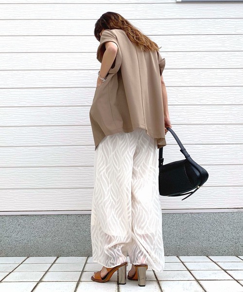 Q（キュー）の「シアージャガードパンツ（その他パンツ・レディース・ブラック/アイボリー・MEDIUM）」の5枚目の写真