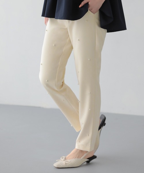 Fit more（フィットモア）の「パールストレートパンツ（スラックス・レディース・ブラック/ブルー/Cream・PS/M/S）」の3枚目の写真