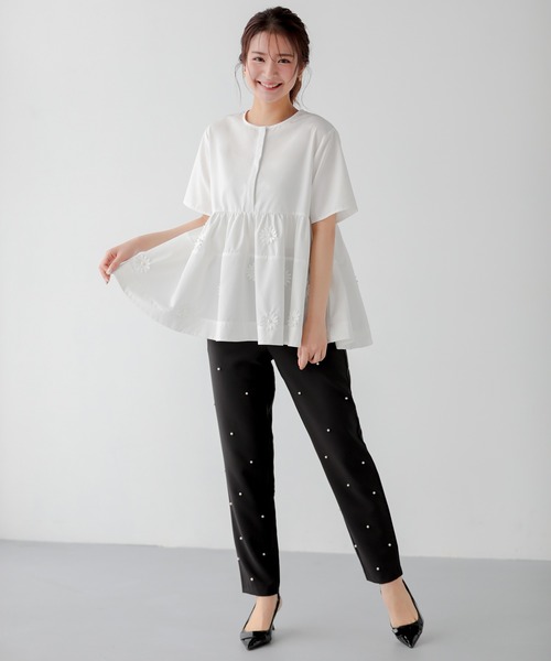 Fit more（フィットモア）の「パールストレートパンツ（スラックス・レディース・ブラック/ブルー/Cream・PS/M/S）」の8枚目の写真