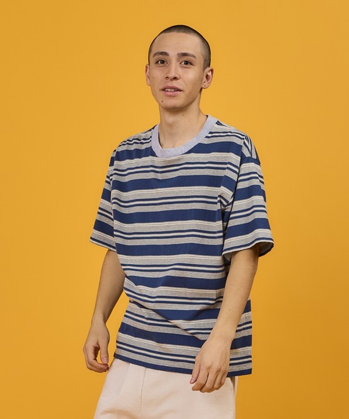 WALLA WALLA SPORT（ワラワラスポーツ）の「S/S STRIPE TEE / ショートスリーブ ストライプ ティー（Tシャツ/カットソー・メンズ・ネイビー/ブラウン/ブラック/ヘザーグレー/グレー系その他/イエロー/ベージュ/ブラウン系2/ネイビー系/グリーン系その他/バーガンディー・LARGE/X-LARGE/XX-LARGE/MEDIUM/XXX-LARGE/SMALL）」の9枚目の写真