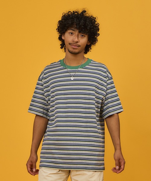 WALLA WALLA SPORT（ワラワラスポーツ）の「S/S STRIPE TEE / ショートスリーブ ストライプ ティー（Tシャツ/カットソー・メンズ・ネイビー/ブラウン/ブラック/ヘザーグレー/グレー系その他/イエロー/ベージュ/ブラウン系2/ネイビー系/グリーン系その他/バーガンディー・LARGE/X-LARGE/XX-LARGE/MEDIUM/XXX-LARGE/SMALL）」の4枚目の写真