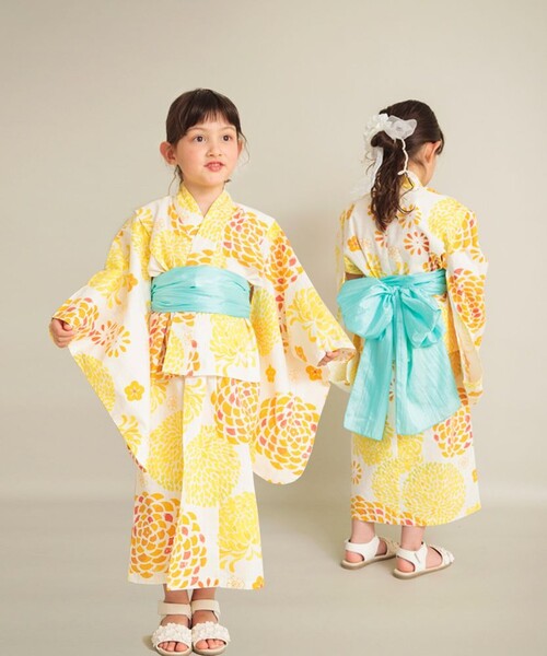 BRANSHES（ブランシェス）の「【浴衣/京都TONOYO】ぼたん柄浴衣（浴衣・キッズ・イエロー・S/M/L）」の3枚目の写真