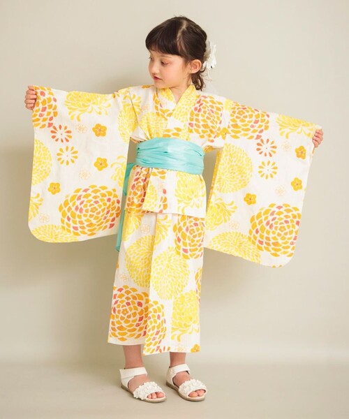 BRANSHES（ブランシェス）の「【浴衣/京都TONOYO】ぼたん柄浴衣（浴衣・キッズ・イエロー・S/M/L）」の4枚目の写真