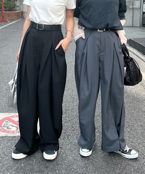 ABYS(アビス)の「裾2WAYワイドスラックスパンツ(スラックス・レディース・ブラック/グレー・MEDIUM/LARGE)」の4枚目の写真