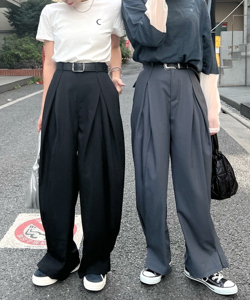 ABYS(アビス)の「裾2WAYワイドスラックスパンツ(スラックス・レディース・ブラック/グレー・MEDIUM/LARGE)」の5枚目の写真