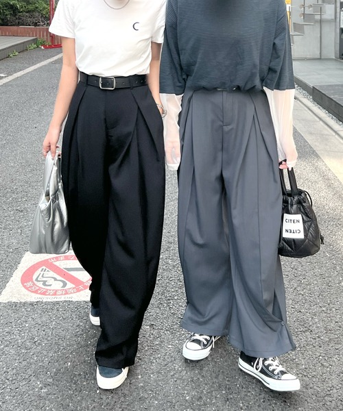 ABYS(アビス)の「裾2WAYワイドスラックスパンツ(スラックス・レディース・ブラック/グレー・MEDIUM/LARGE)」の6枚目の写真