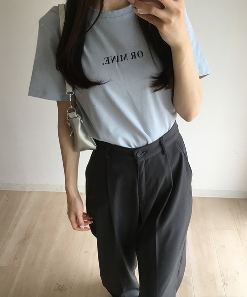 RiLi（リリ）の「ワンポイントロゴTシャツ【RL】（Tシャツ/カットソー・レディース・ホワイト/ライトピンク/クリーム/レッド/ピンク/ブルー/ブラック/チャコールグレー/ライトブルー/ネイビー・FREE）」の6枚目の写真