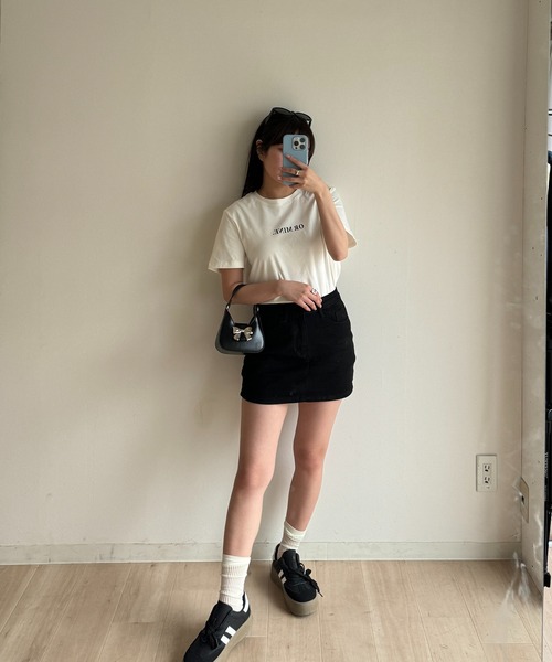 RiLi（リリ）の「ワンポイントロゴTシャツ【RL】（Tシャツ/カットソー・レディース・ホワイト/ライトピンク/クリーム/レッド/ピンク/ブルー/ブラック/チャコールグレー/ライトブルー/ネイビー・FREE）」の22枚目の写真