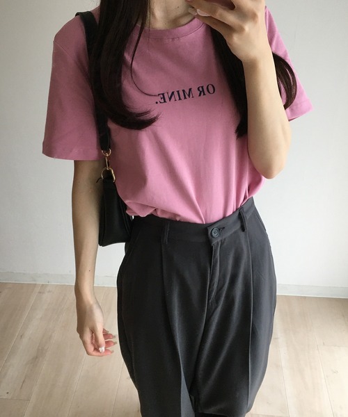 RiLi（リリ）の「ワンポイントロゴTシャツ【RL】（Tシャツ/カットソー・レディース・ホワイト/ライトピンク/クリーム/レッド/ピンク/ブルー/ブラック/チャコールグレー/ライトブルー/ネイビー・FREE）」の12枚目の写真
