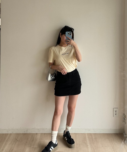 RiLi（リリ）の「ワンポイントロゴTシャツ【RL】（Tシャツ/カットソー・レディース・ホワイト/ライトピンク/クリーム/レッド/ピンク/ブルー/ブラック/チャコールグレー/ライトブルー/ネイビー・FREE）」の18枚目の写真