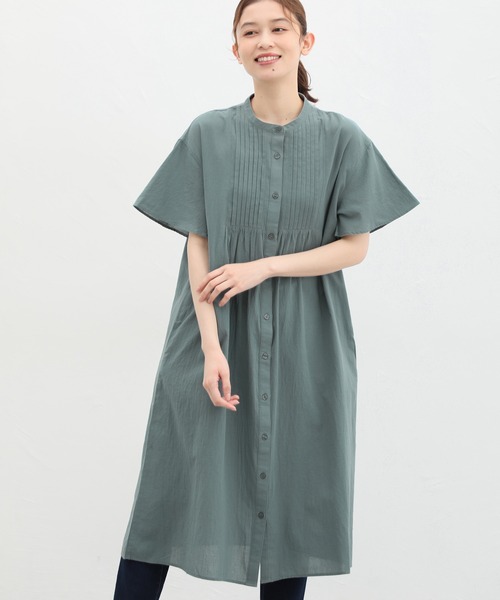 Honeys（ハニーズ）の「ピンタックシャツワンピース（シャツワンピース・レディース・オレンジ/ブルーグリーン/ブラック/ライトベージュ・L/M/LL）」の15枚目の写真