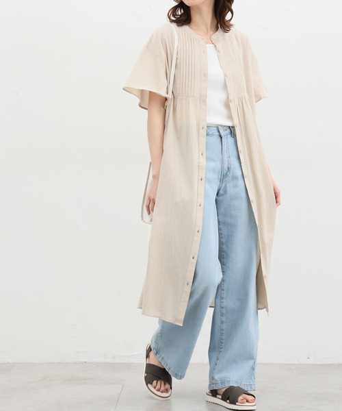 Honeys（ハニーズ）の「ピンタックシャツワンピース（シャツワンピース・レディース・オレンジ/ブルーグリーン/ブラック/ライトベージュ・L/M/LL）」の19枚目の写真