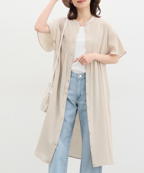 Honeys（ハニーズ）の「ピンタックシャツワンピース（シャツワンピース・レディース・オレンジ/ブルーグリーン/ブラック/ライトベージュ・L/M/LL）」の20枚目の写真