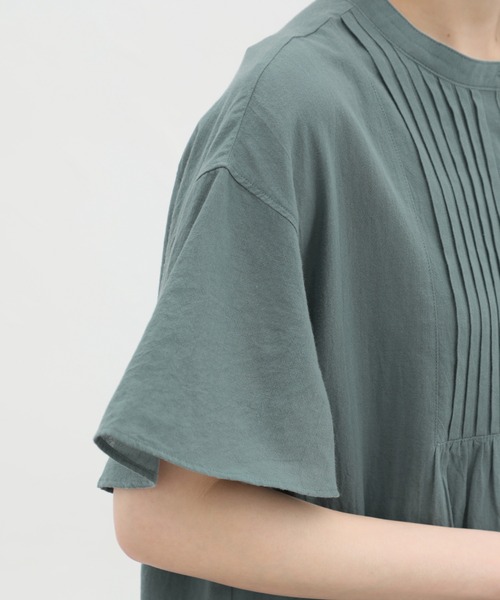 Honeys（ハニーズ）の「ピンタックシャツワンピース（シャツワンピース・レディース・オレンジ/ブルーグリーン/ブラック/ライトベージュ・L/M/LL）」の7枚目の写真