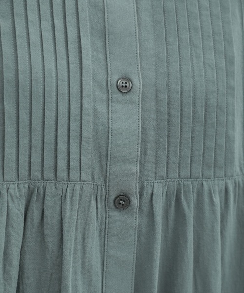 Honeys（ハニーズ）の「ピンタックシャツワンピース（シャツワンピース・レディース・オレンジ/ブルーグリーン/ブラック/ライトベージュ・L/M/LL）」の10枚目の写真