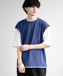 接触冷感 ベストフェイクレイヤード半袖Tシャツ