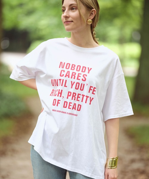 Mia   （ミア）の「テキストロゴTシャツ（Tシャツ/カットソー・レディース・ブラック/オフホワイト・FREE）」の5枚目の写真