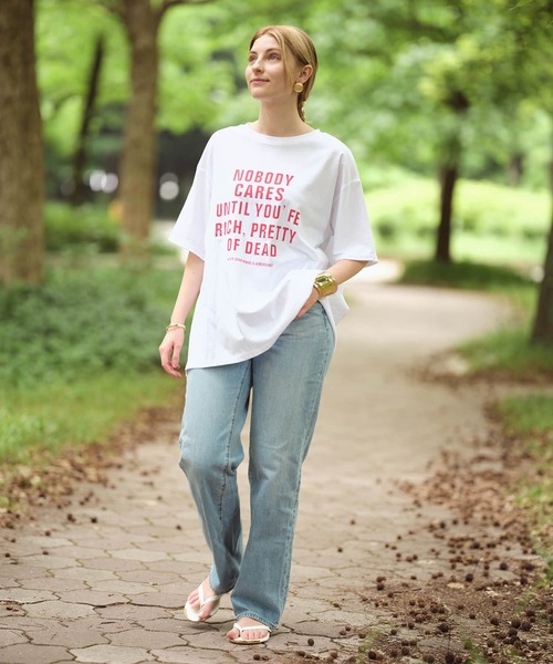 Mia   （ミア）の「テキストロゴTシャツ（Tシャツ/カットソー・レディース・ブラック/オフホワイト・FREE）」の7枚目の写真