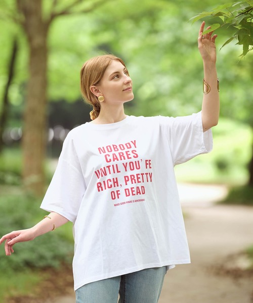 Mia   （ミア）の「テキストロゴTシャツ（Tシャツ/カットソー・レディース・ブラック/オフホワイト・FREE）」の9枚目の写真