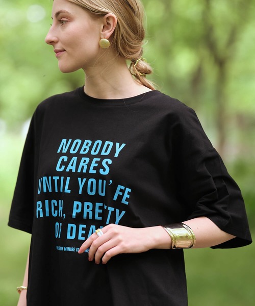 Mia   （ミア）の「テキストロゴTシャツ（Tシャツ/カットソー・レディース・ブラック/オフホワイト・FREE）」の12枚目の写真