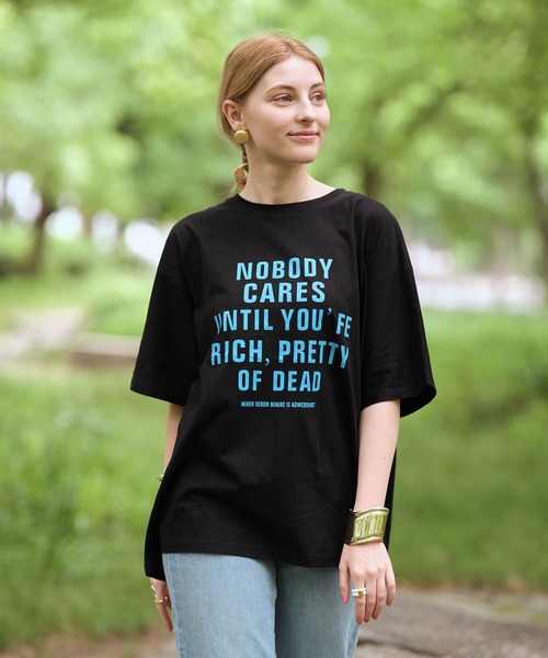 Mia   （ミア）の「テキストロゴTシャツ（Tシャツ/カットソー・レディース・ブラック/オフホワイト・FREE）」の21枚目の写真
