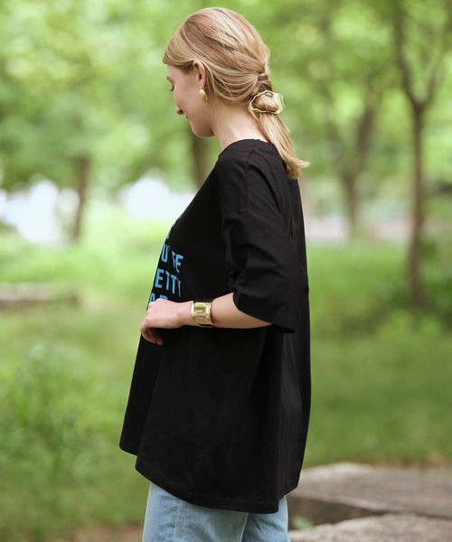 Mia   （ミア）の「テキストロゴTシャツ（Tシャツ/カットソー・レディース・ブラック/オフホワイト・FREE）」の22枚目の写真