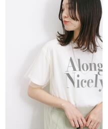 Samansa Mos2 blue | チュール付きプリントT(Tシャツ/カットソー)