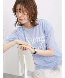 Samansa Mos2 blue | チュール付きプリントT(Tシャツ/カットソー)