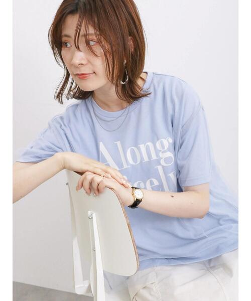 Samansa Mos2 blue(サマンサモスモスブルー)の「チュール付きプリントT(Tシャツ/カットソー・レディース・モカ/サックスブルー/グレー/ブラック/オフホワイト・F)」の1枚目の写真