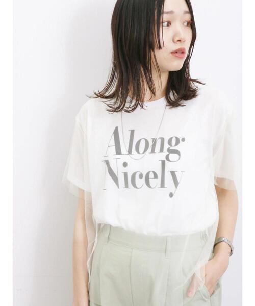 Samansa Mos2 blue(サマンサモスモスブルー)の「チュール付きプリントT(Tシャツ/カットソー・レディース・モカ/サックスブルー/グレー/ブラック/オフホワイト・F)」の7枚目の写真