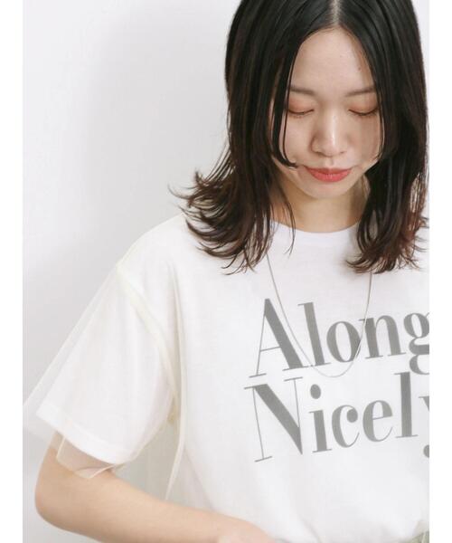 Samansa Mos2 blue(サマンサモスモスブルー)の「チュール付きプリントT(Tシャツ/カットソー・レディース・モカ/サックスブルー/グレー/ブラック/オフホワイト・F)」の8枚目の写真